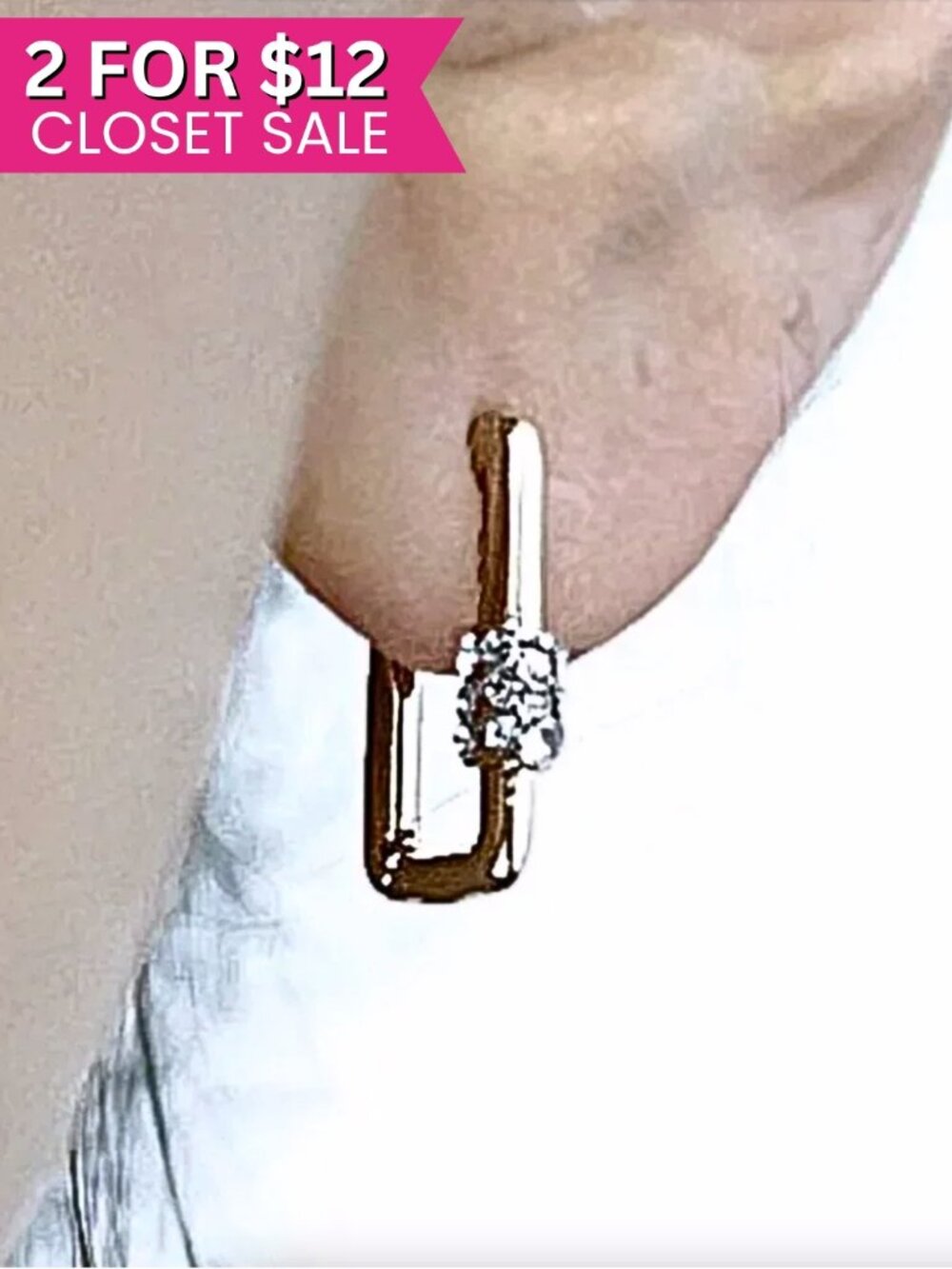 Baublebar Rectangle Gold Rhinestone Huggie Earrings Multi Huggies Hoops